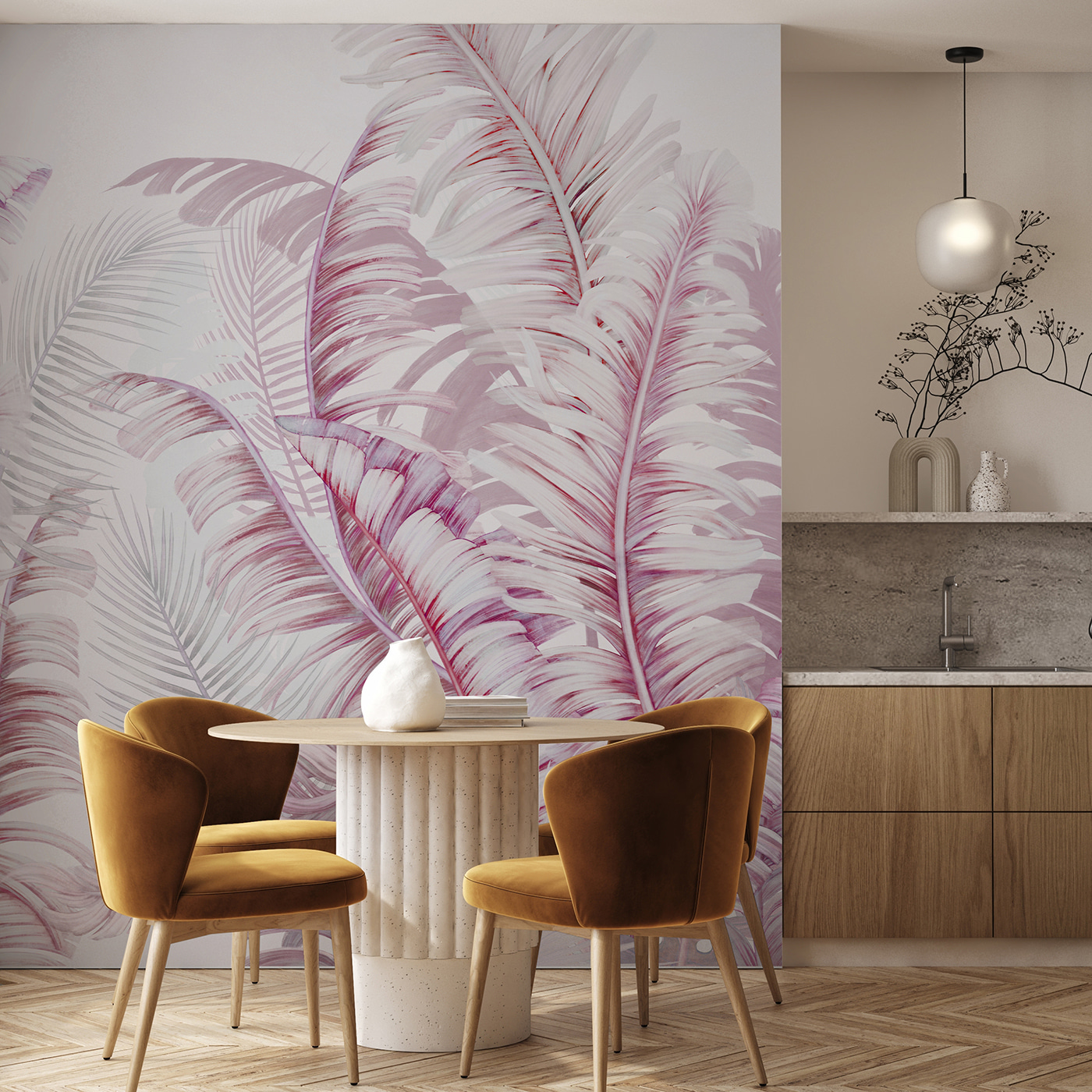 Soft pink foliage in gentle hues