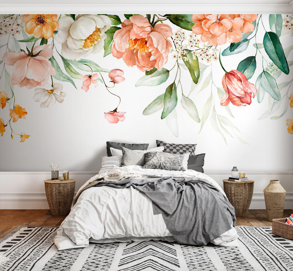 Blooming flowers in soft colors