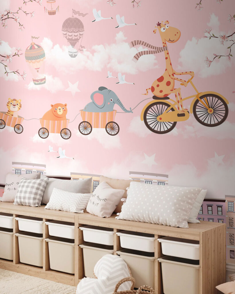 Cartoon animals riding a bicycle Cartoon animals riding a bicycle