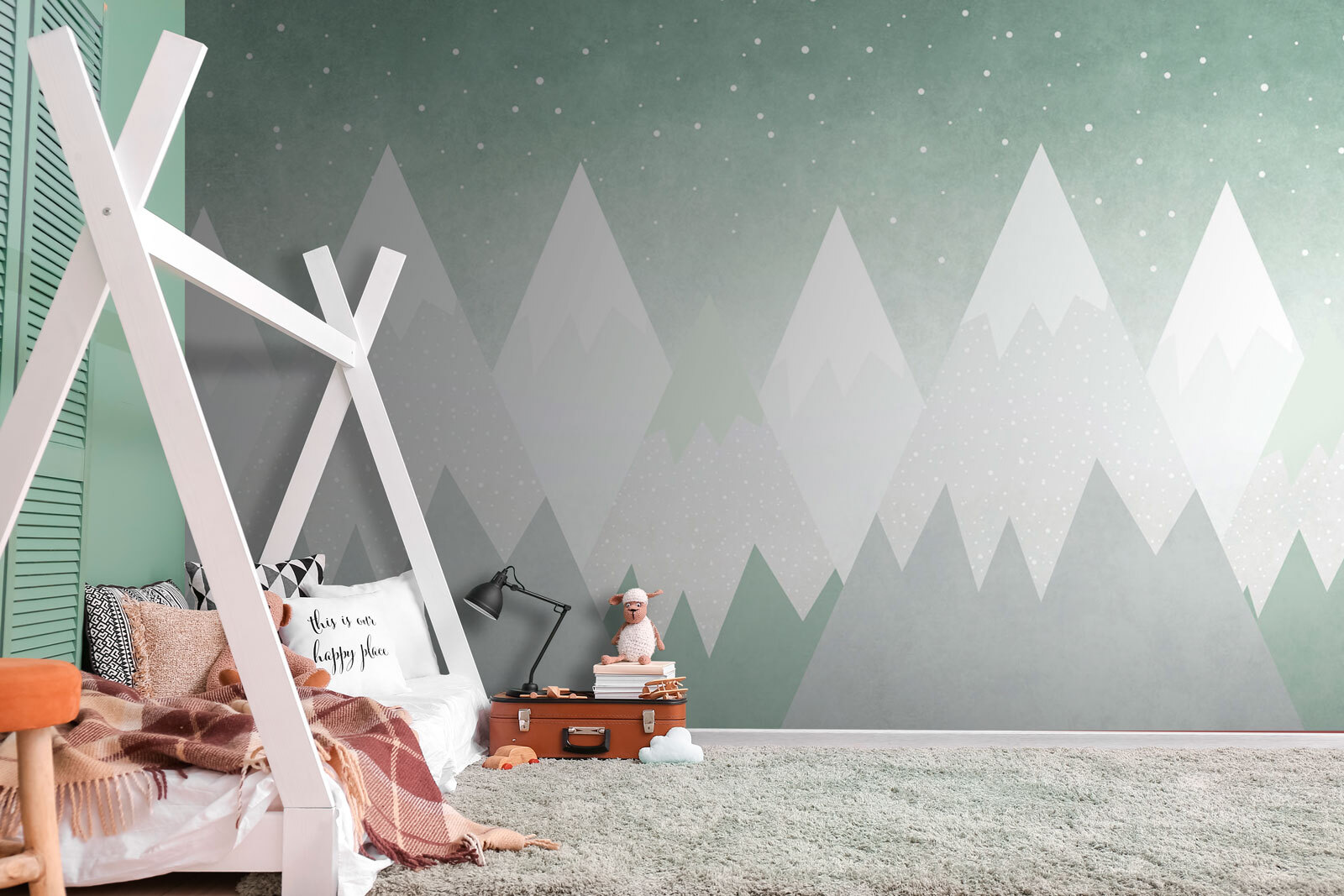 Mountain range with snow falling Mountain range with snow falling