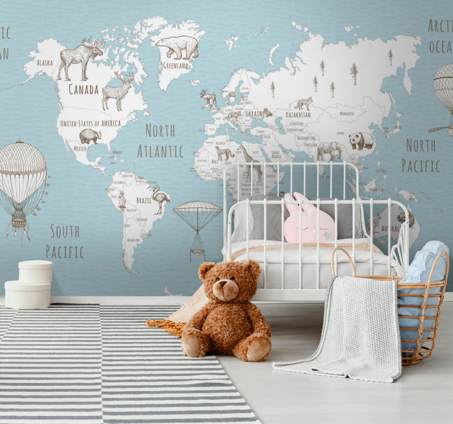 Fototapeta Mapa světa se zvířaty - Image 3