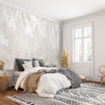 Fototapeta Bílé listy na šedém povrchu