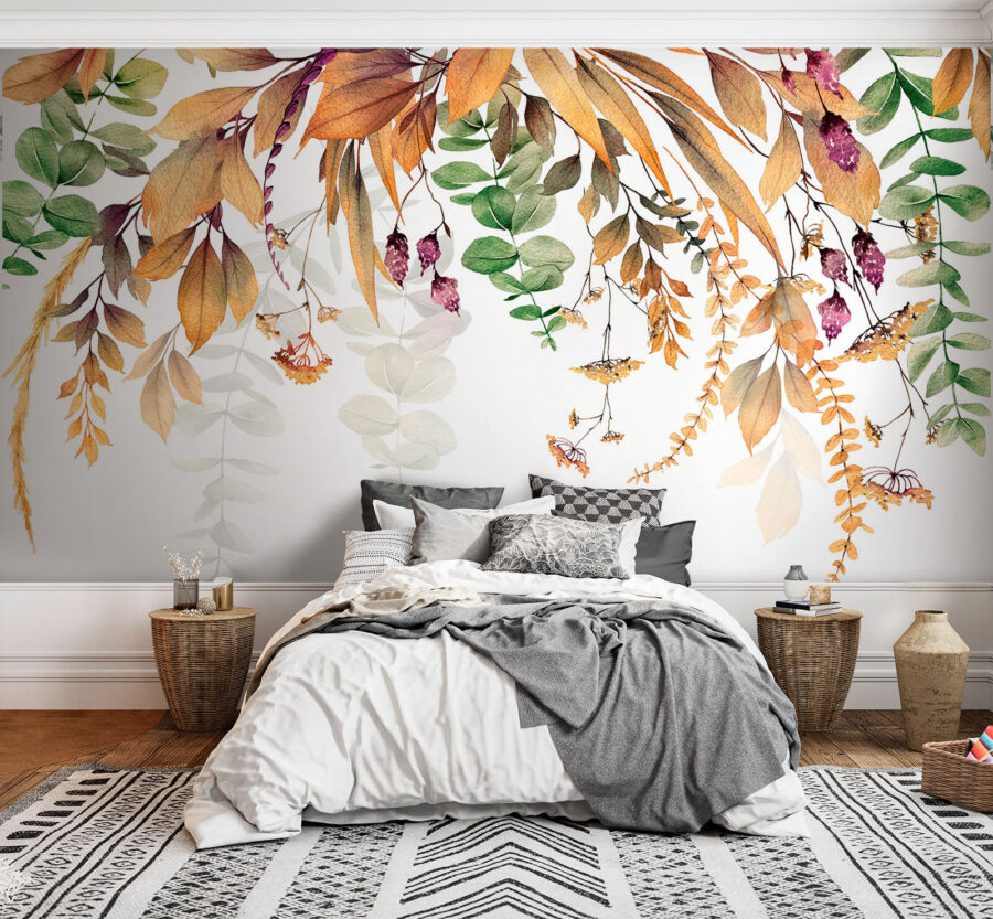 Fototapeta Botanická elegance na bílém pozadí.