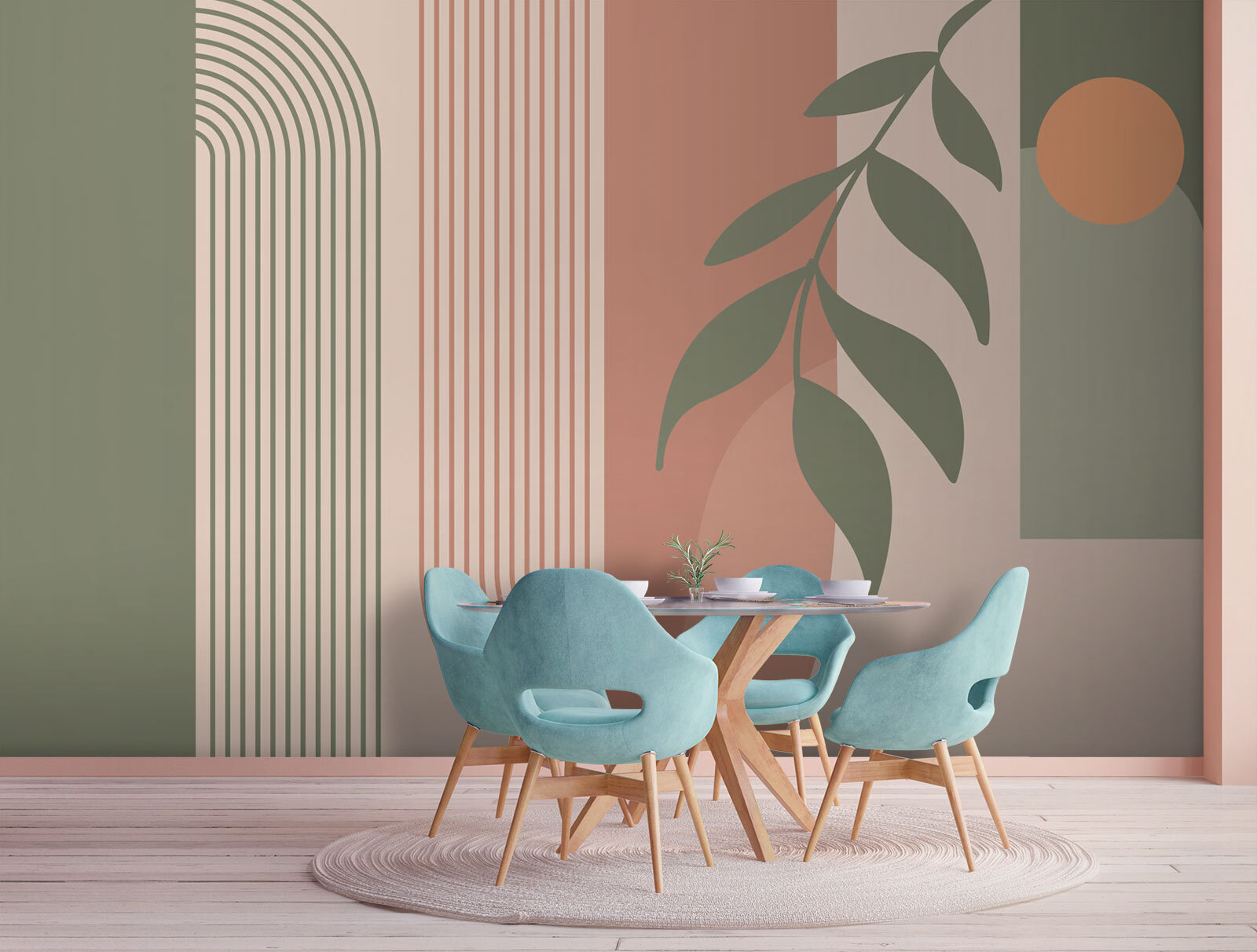 Green and pink lines and a leaf Green and pink lines and a leaf