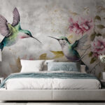 Fototapeta Malba ptáků a květin