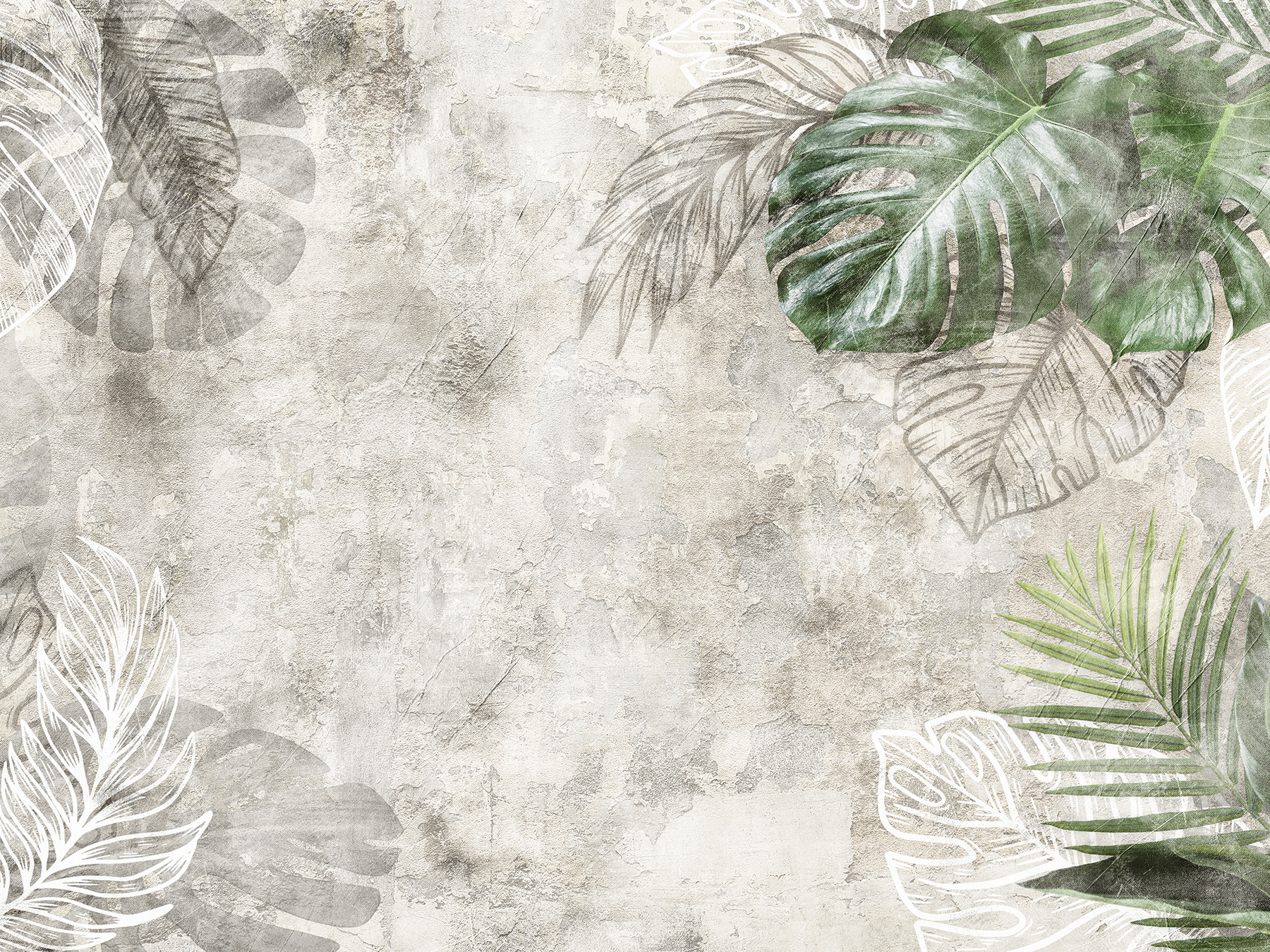 Elegant leaves on textured background