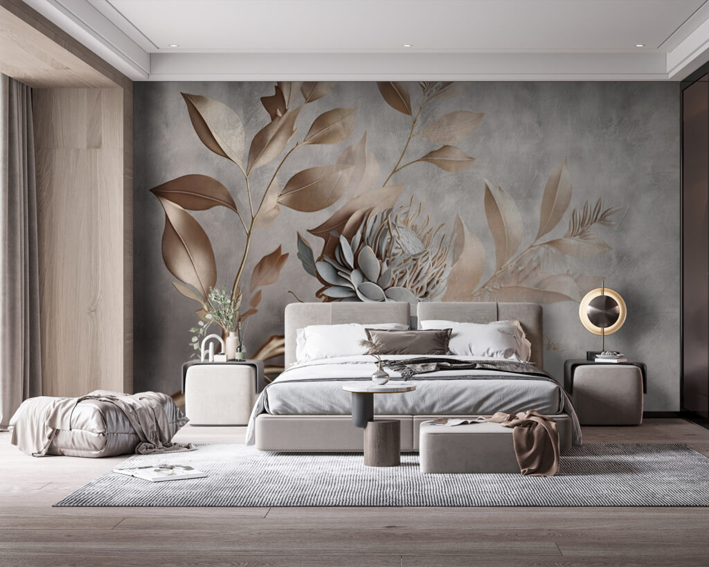 Elegant paper flowers and delicate leaves