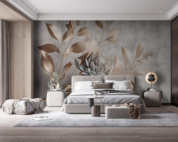 Elegant paper flowers and delicate leaves