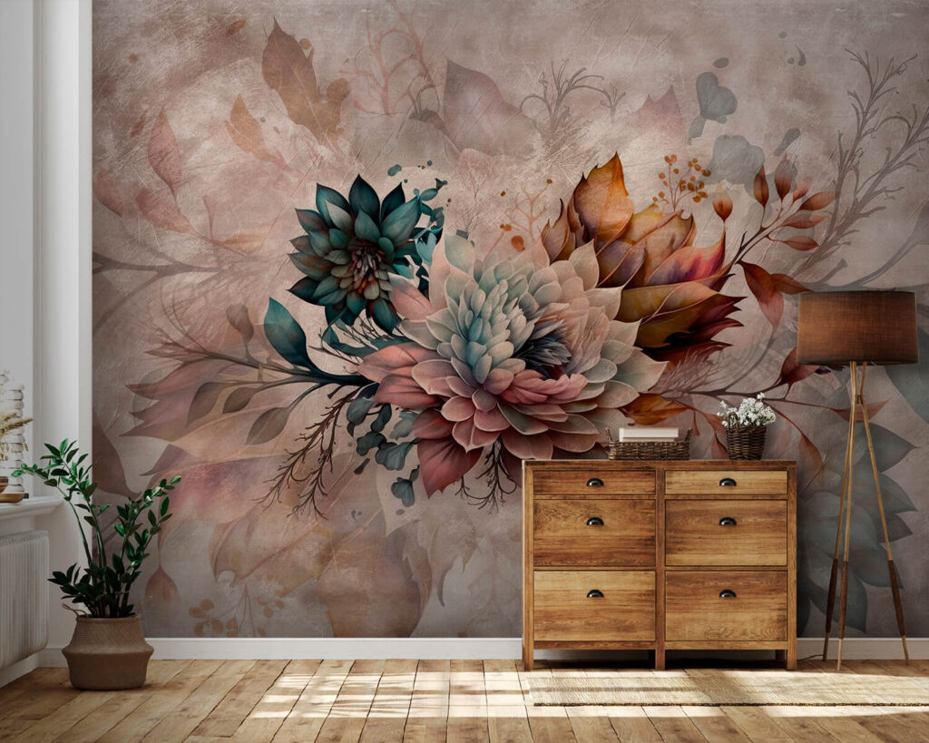 Painting of flowers and leaves