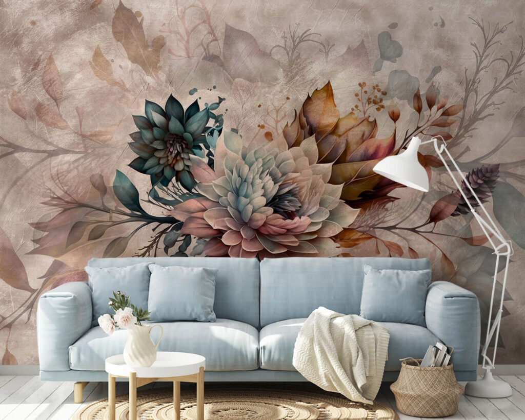 Painting of flowers and leaves