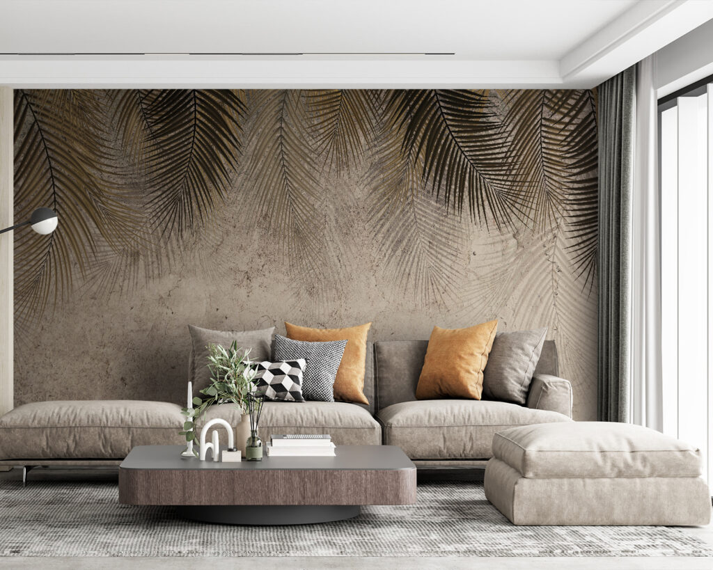 Palm leaves against a textured backdrop Palm leaves against a textured backdrop