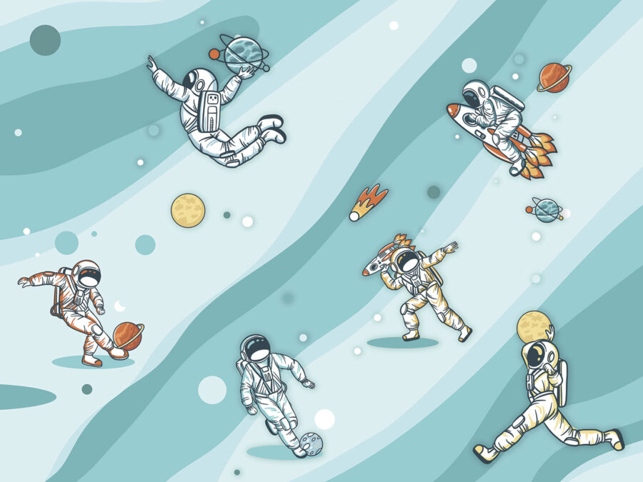 Skupina astronautů ve vesmíru