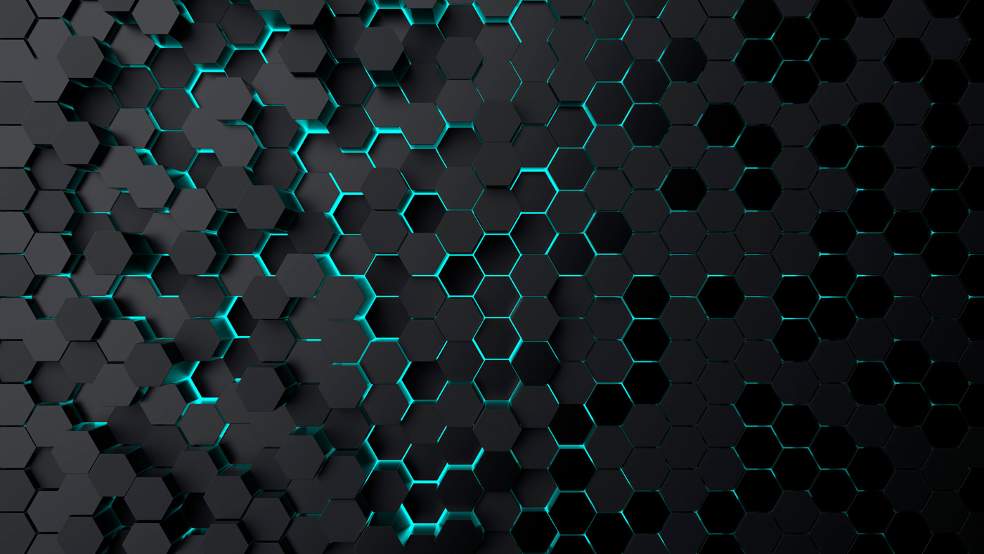 Black hexagons with blue lights Black hexagons with blue lights