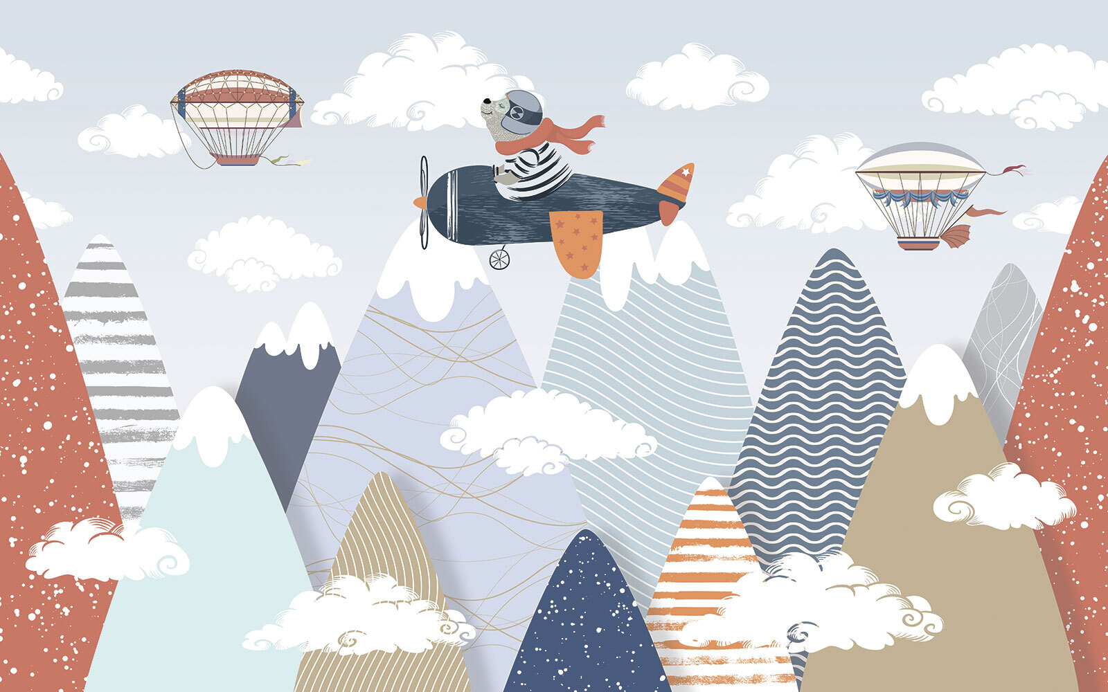 Cartoon bear flying on an airplane Cartoon bear flying on an airplane