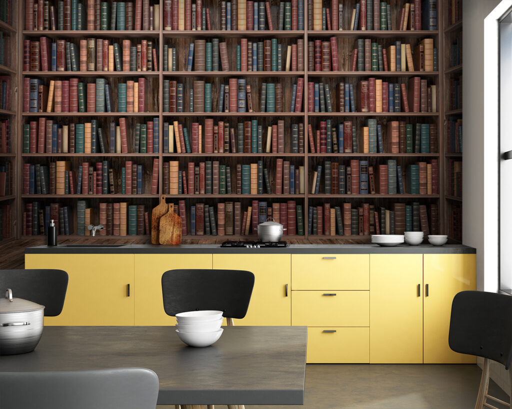 Large book shelf with many books