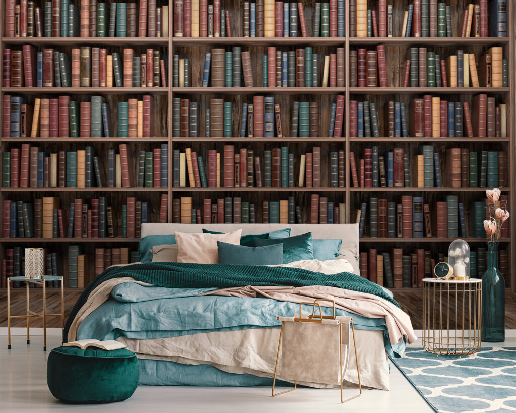 Large book shelf with many books