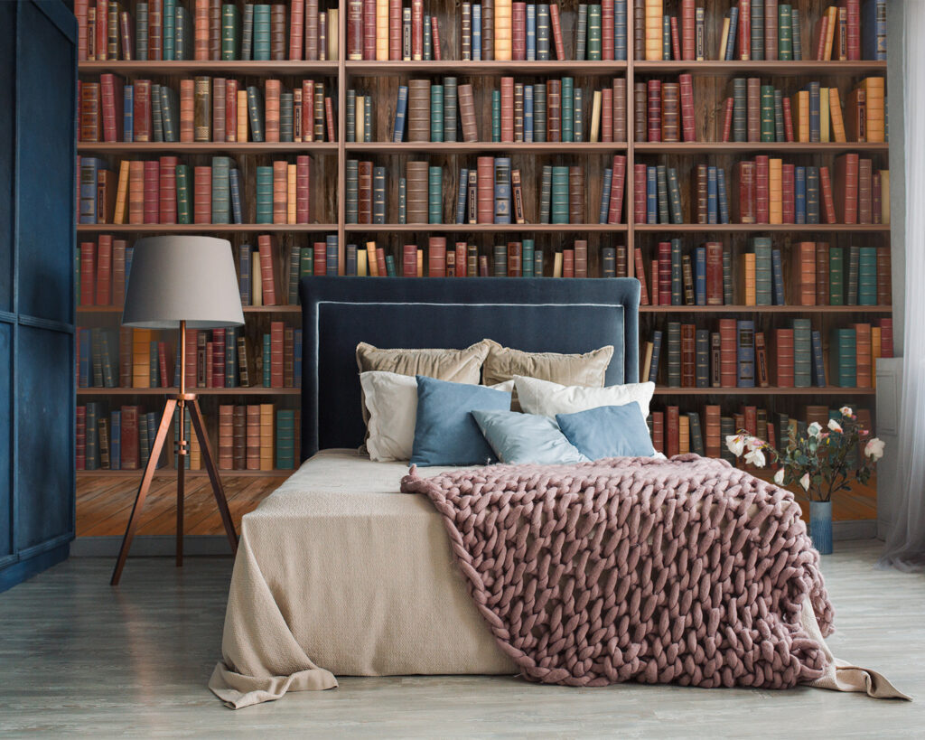 Large book shelf with many books