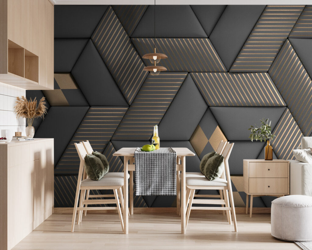 Geometric elegance in grays and brass