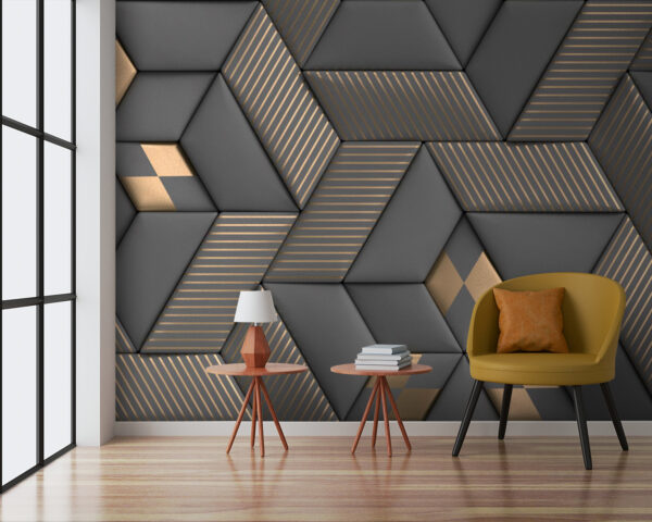 Geometric elegance in grays and brass