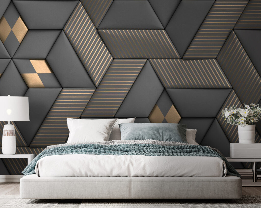 Geometric elegance in grays and brass