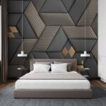 Fototapeta Geometrická elegance v šedé a mosazné barvě