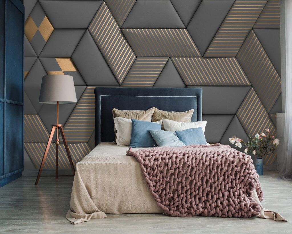 Geometric elegance in grays and brass
