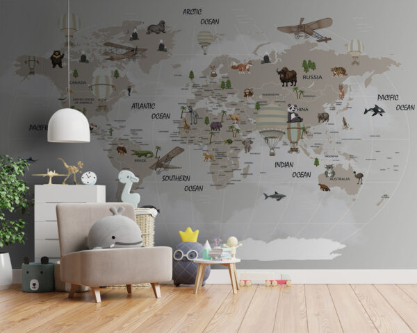 Mapa světa se zvířaty Mapa světa se zvířaty