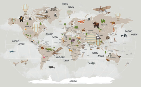 Mapa světa se zvířaty Mapa světa se zvířaty