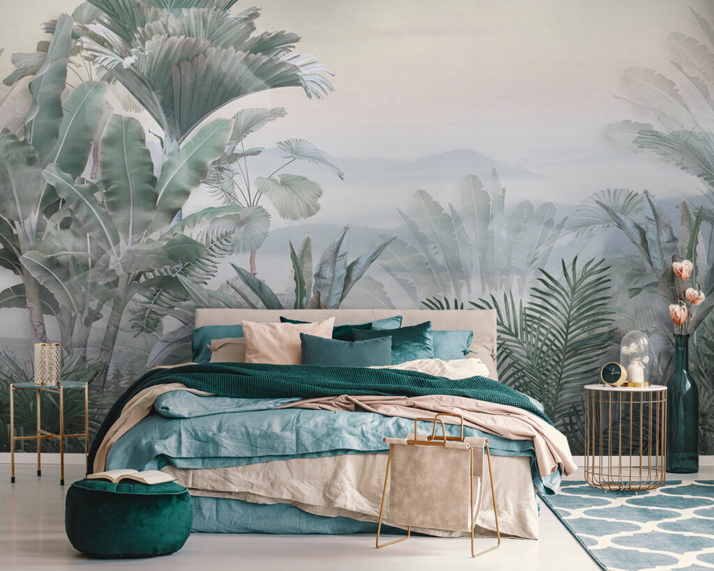 Foggy landscape with plants Foggy landscape with plants