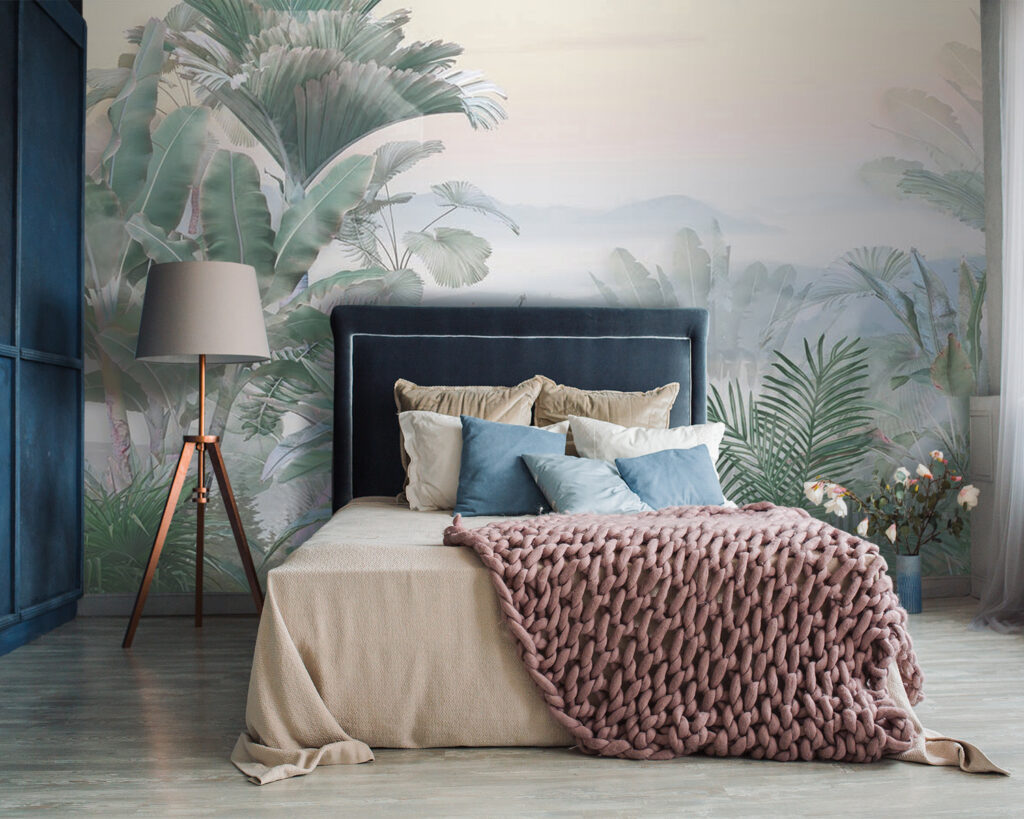 Foggy landscape with plants Foggy landscape with plants