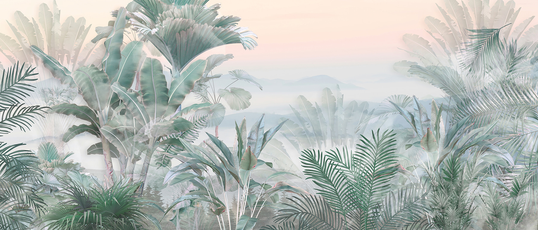 Foggy landscape with plants Foggy landscape with plants