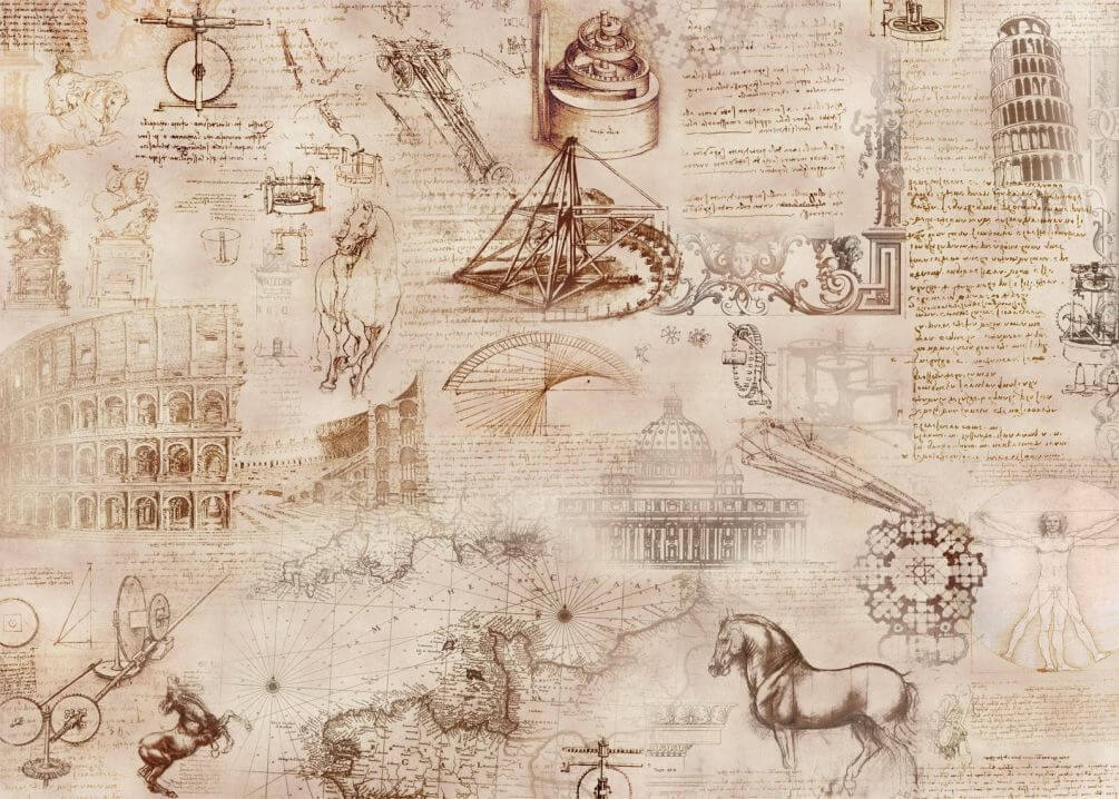 Koláž historických ilustrací a náčrtů Koláž historických ilustrací a náčrtů