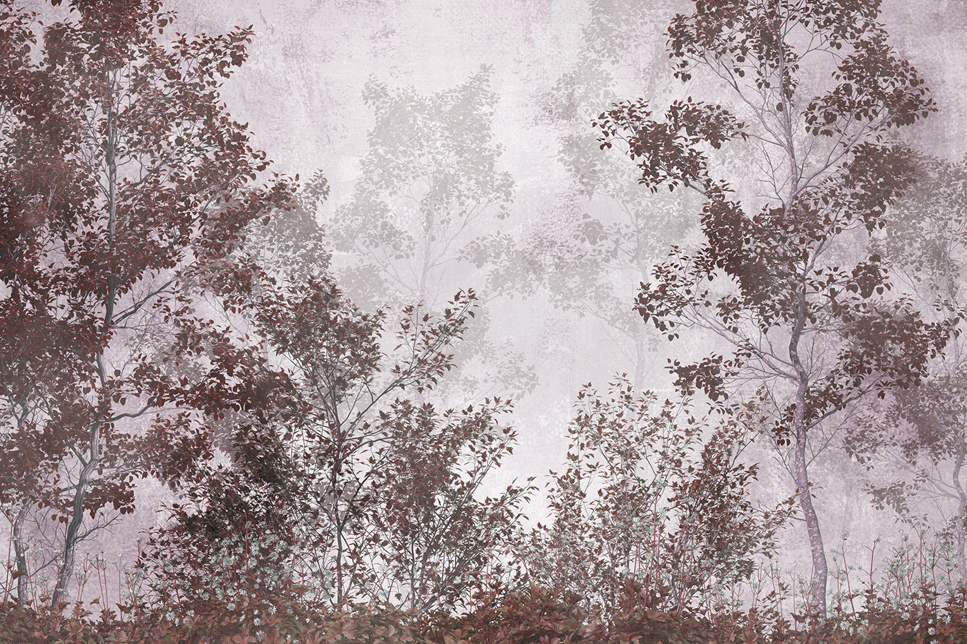 A group of trees with red leaves