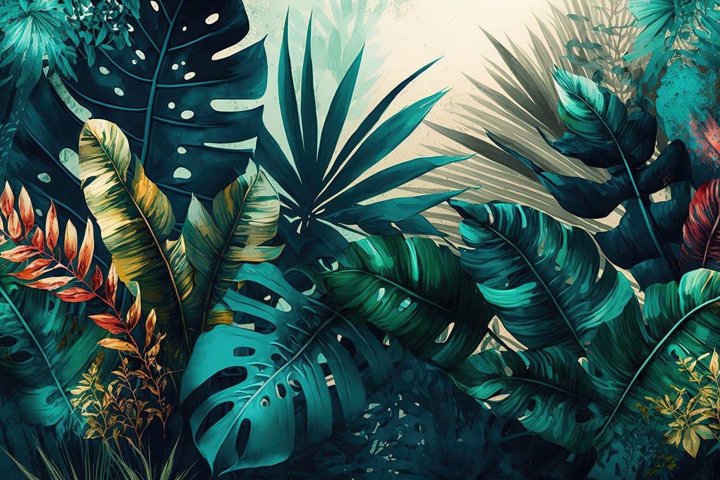 Group of tropical leaves