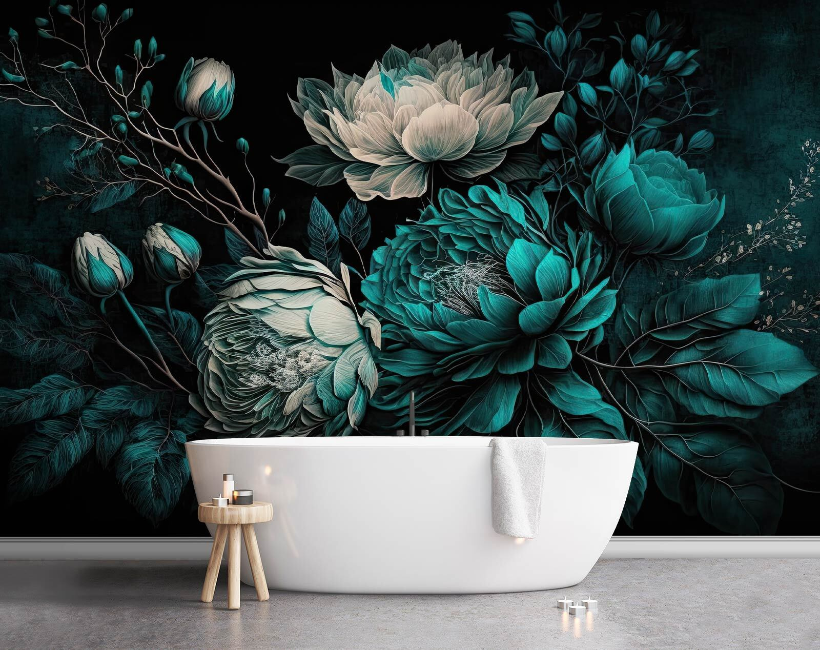 Emerald blooms on a dark background