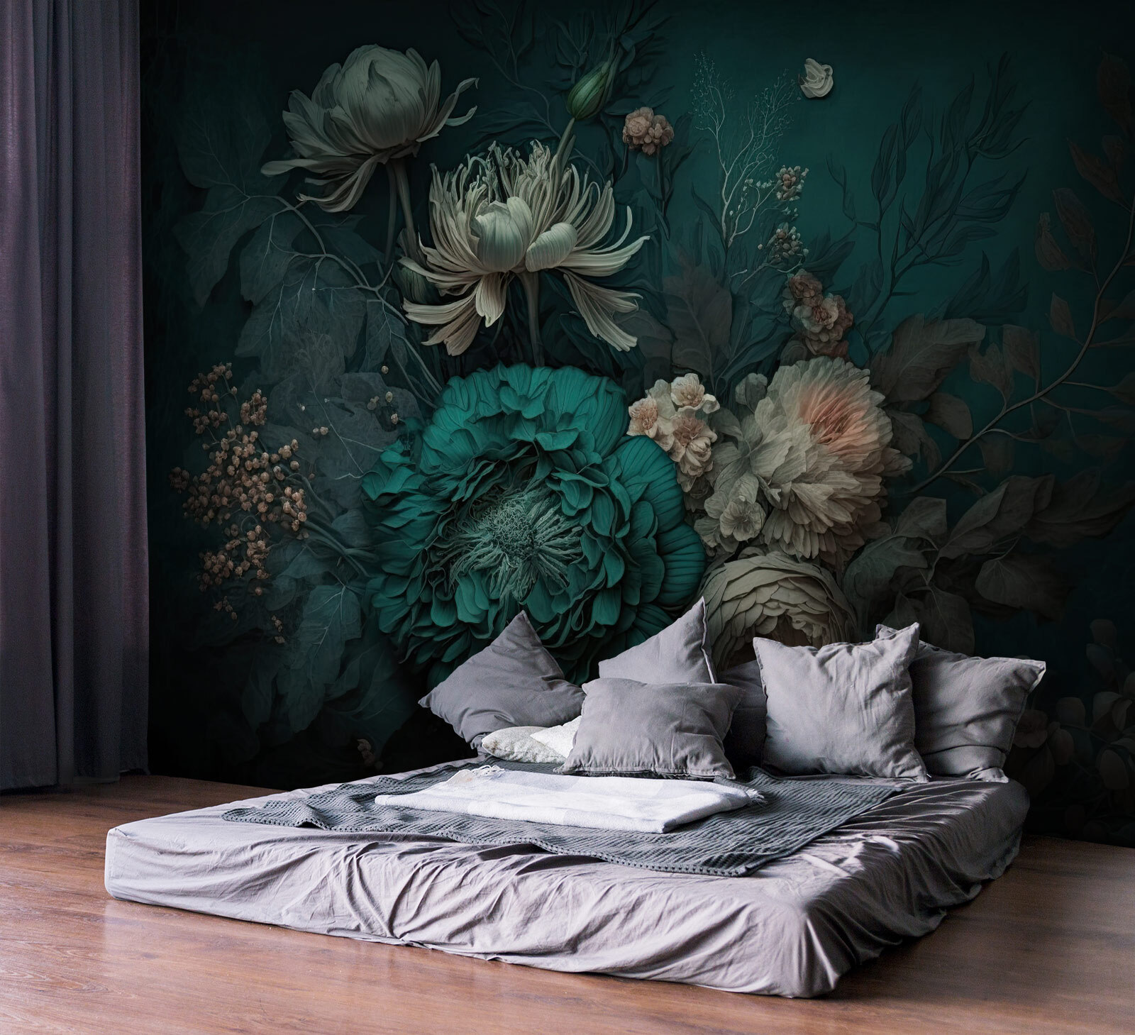 Elegant floral composition with deep hues