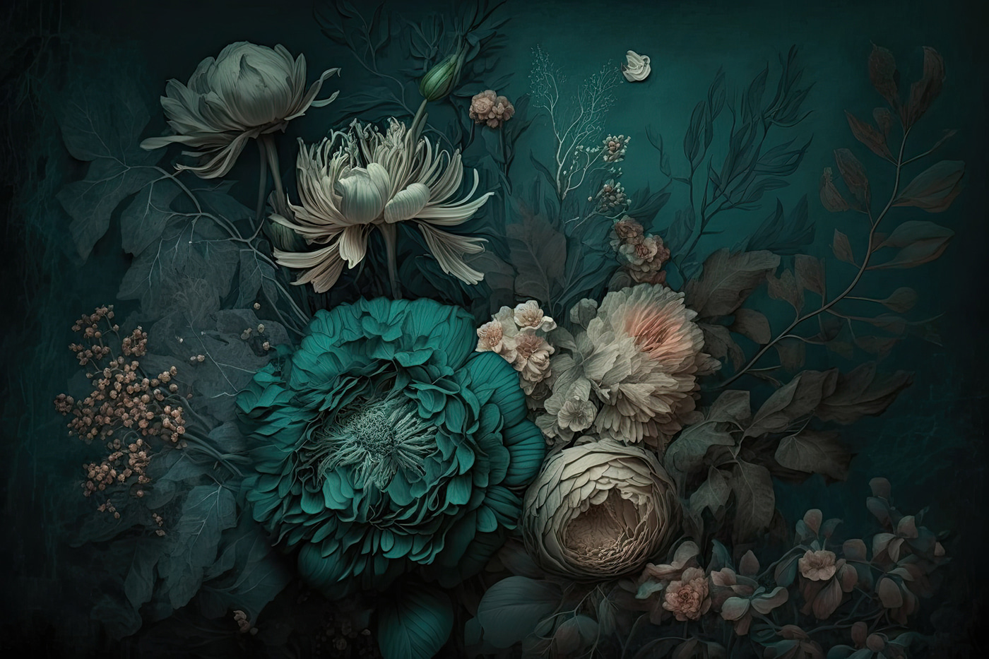 Elegant floral composition with deep hues