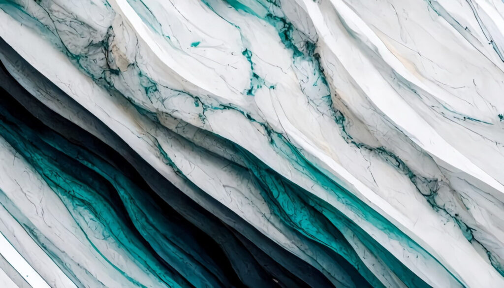 Texturované vlny v bílé a teal barvě. Texturované vlny v bílé a teal barvě.