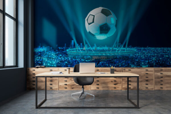 Fotbalový míč nad stadionem Fotbalový míč nad stadionem