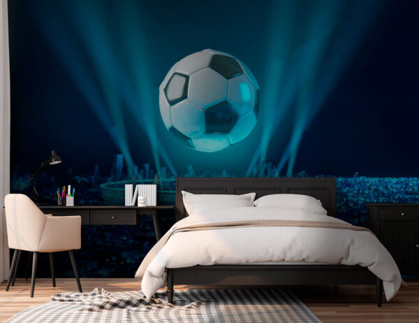 Fotbalový míč nad stadionem Fotbalový míč nad stadionem