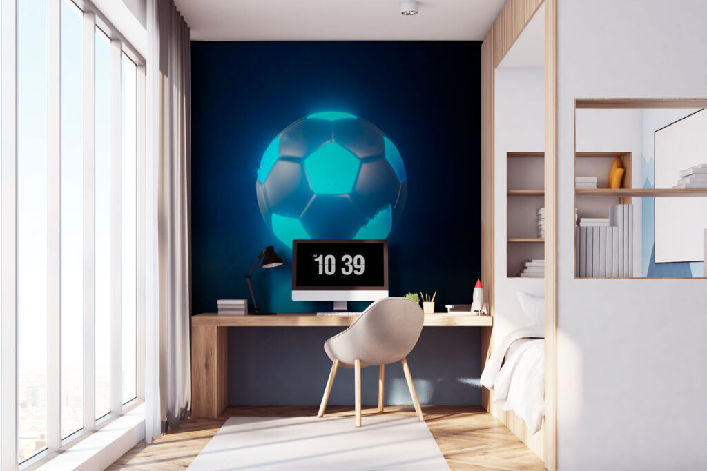 Football ball with blue lights