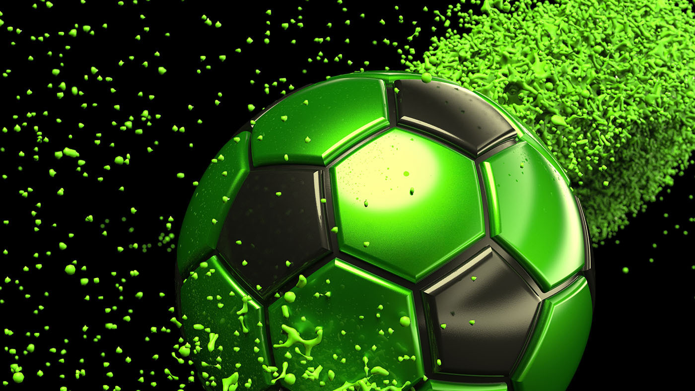 Green and black football ball