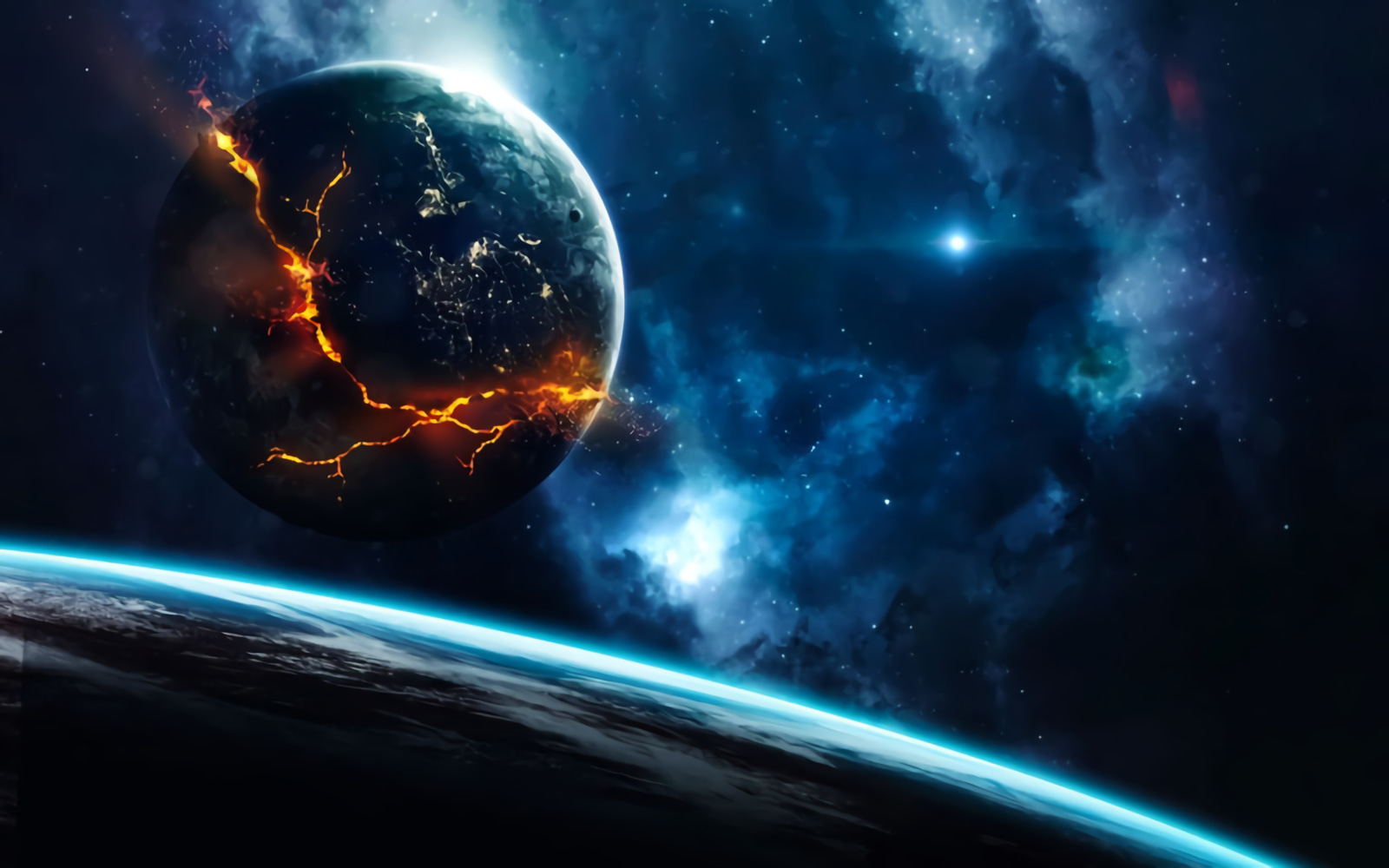 Planet with a crack in the earth Planet with a crack in the earth