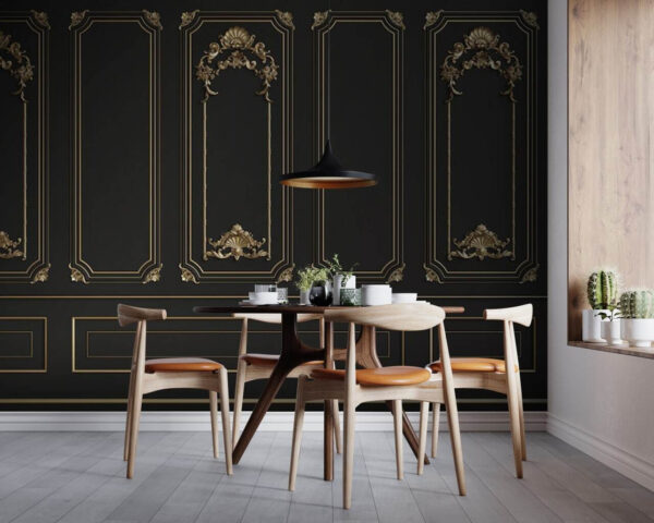 Elegantní černé panely s ozdobnými akcenty Elegantní černé panely s ozdobnými akcenty