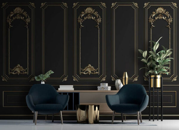 Elegantní černé panely s ozdobnými akcenty Elegantní černé panely s ozdobnými akcenty