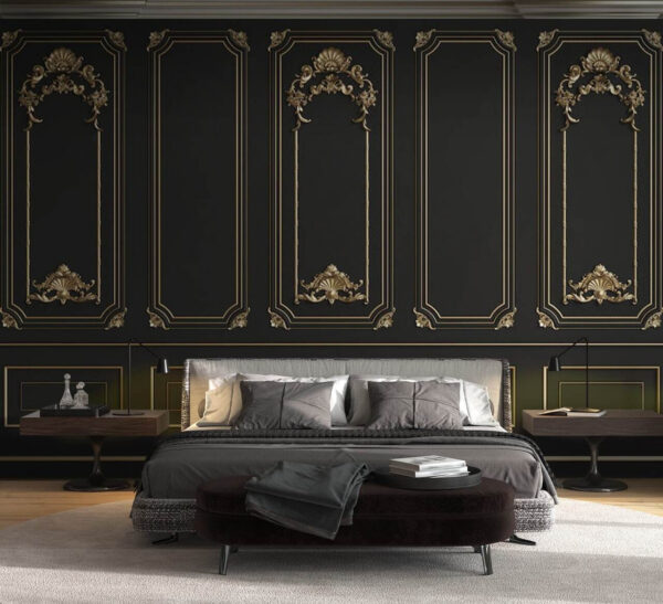 Elegantní černé panely s ozdobnými akcenty Elegantní černé panely s ozdobnými akcenty