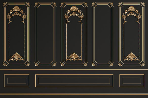 Elegantní černé panely s ozdobnými akcenty Elegantní černé panely s ozdobnými akcenty