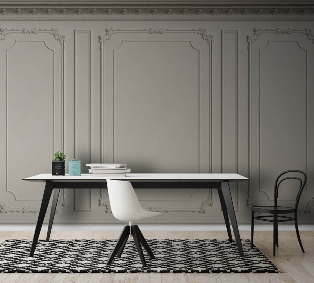 White wall with molding