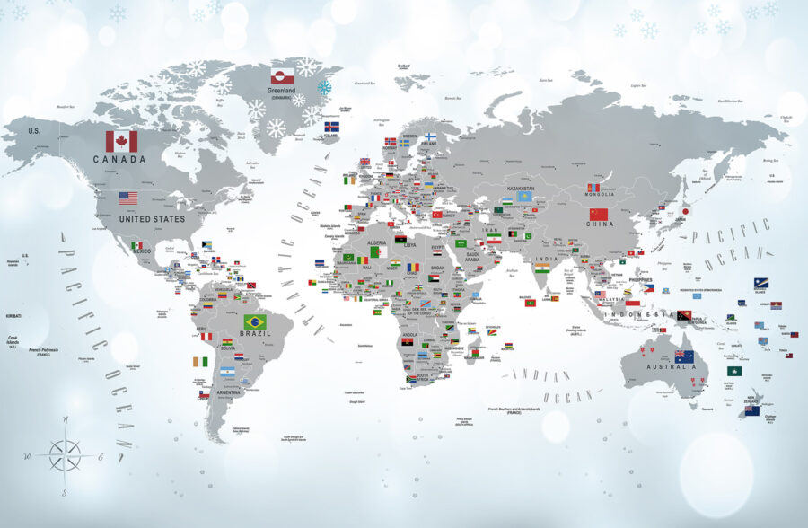 Mapa světa s vlajkami Mapa světa s vlajkami