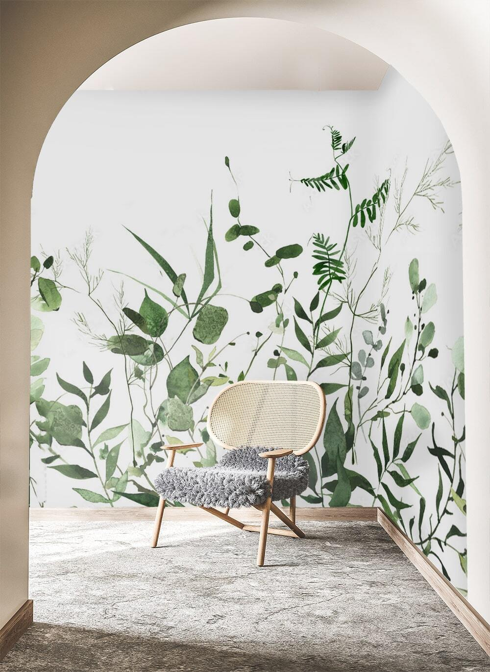 Lush greenery on a white background